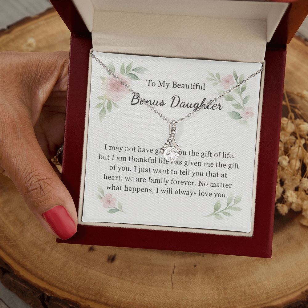 To My Beautiful Bonus Daughter Necklace